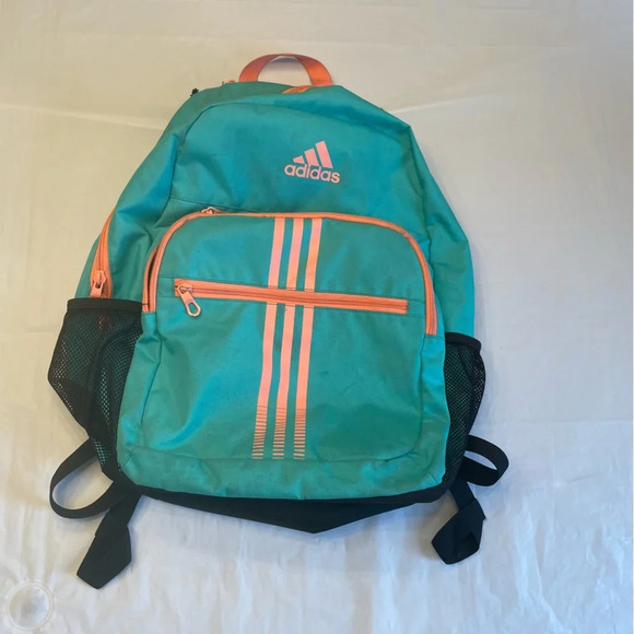 🎒  Retro Style Adidas Backpack - Turquoise and Coral 🎒 - Picture 1 of 8